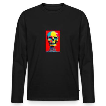 Schädel Skull Tattoo Bunt - Männer Premium Bio Langarmshirt - Schwarz - Vorne - Nico (187cm)