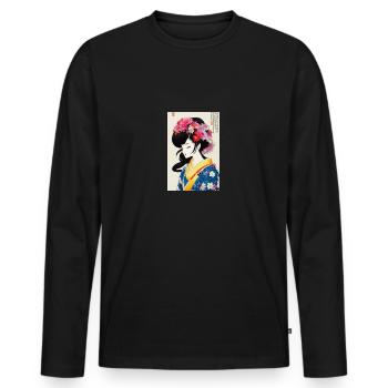 Geisha Japanese - Men's Premium Organic Long Sleeve Shirt - black - Front - Nico (187cm)