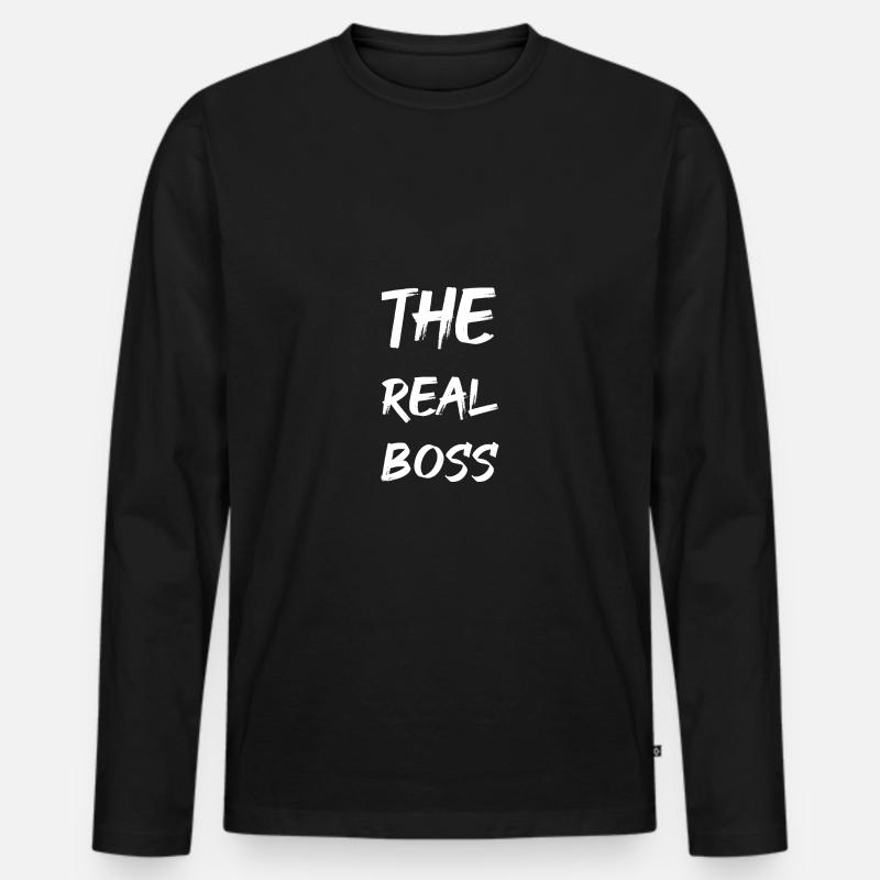 the real boss - Männer Premium Bio Langarmshirt - Schwarz