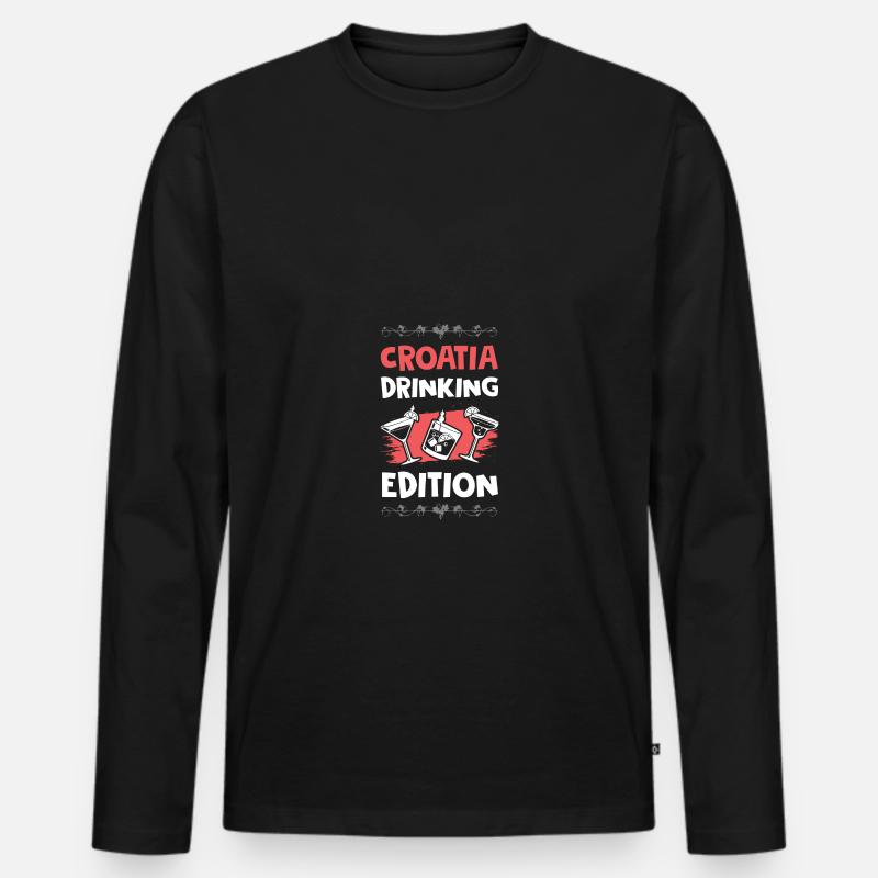 Croatia Drinking Edition - Männer Premium Bio Langarmshirt - Schwarz