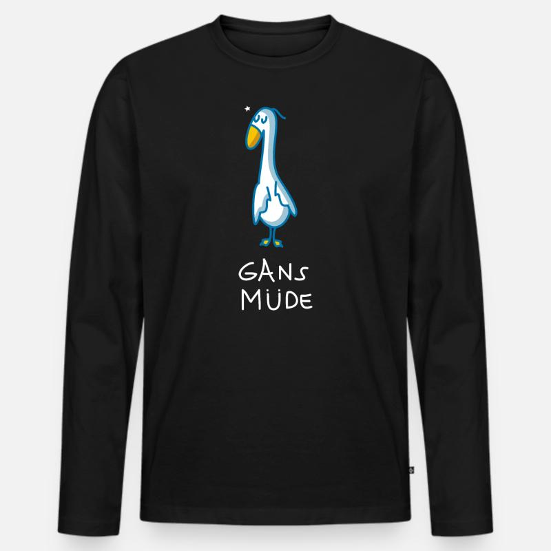 Gans müde - Männer Premium Bio Langarmshirt - Schwarz
