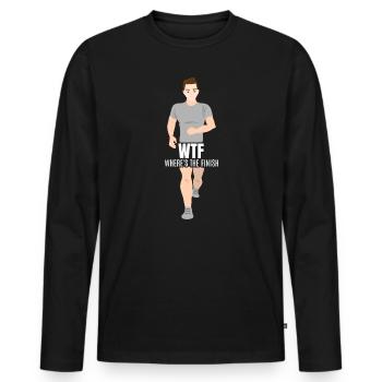 WTF Wo ist das Ziel - Running Runner - Männer Premium Bio Langarmshirt - Schwarz - Vorne - Nico (187cm)