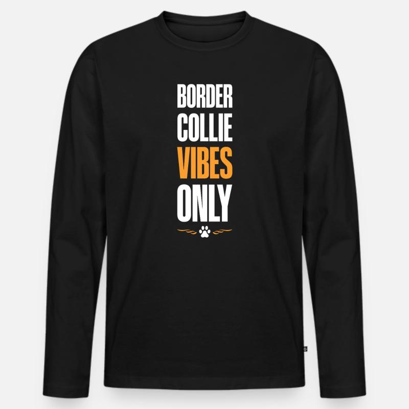 Border Collie Vibes Only - Männer Premium Bio Langarmshirt - Schwarz
