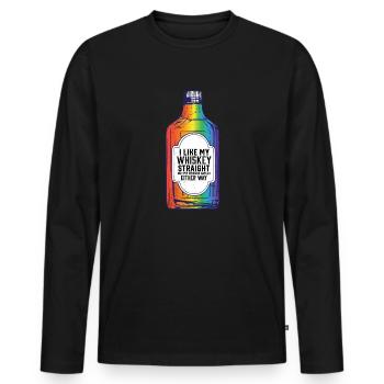 LGBT fier allié J’aime mon whisky hétéro LGBTQ - T-shirt manches longues Premium bio Homme - noir - Devant - Nico (187cm)