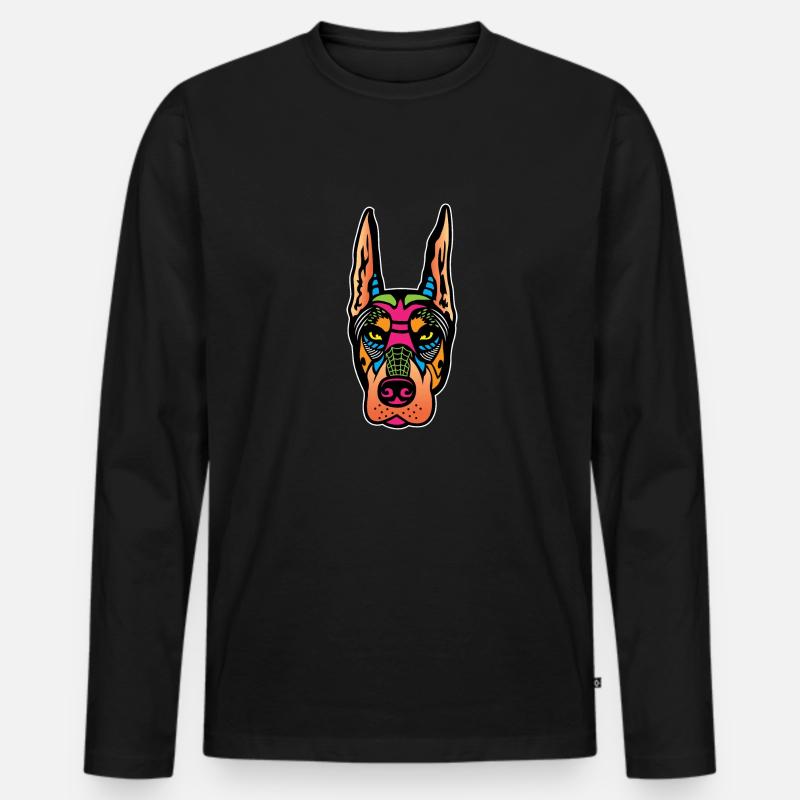 Schädel Dobermann. Maler Gift - Männer Premium Bio Langarmshirt - Schwarz