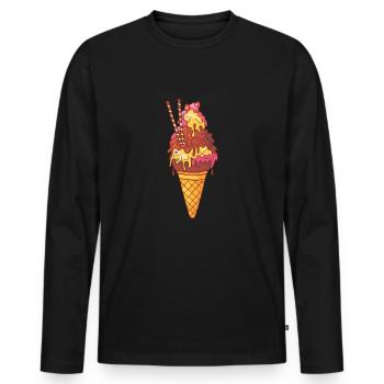 Eis Speiseeis Eiskrem Eiscreme Kugeleis Eisbecher - Männer Premium Bio Langarmshirt - Schwarz - Vorne - Nico (187cm)