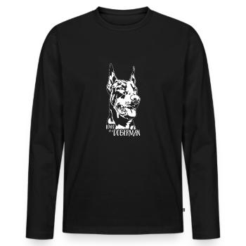 Loved by a Doberman Dog Saying Doberman Wilsigns - Men's Premium Organic Long Sleeve Shirt - black - Front - Nico (187cm)