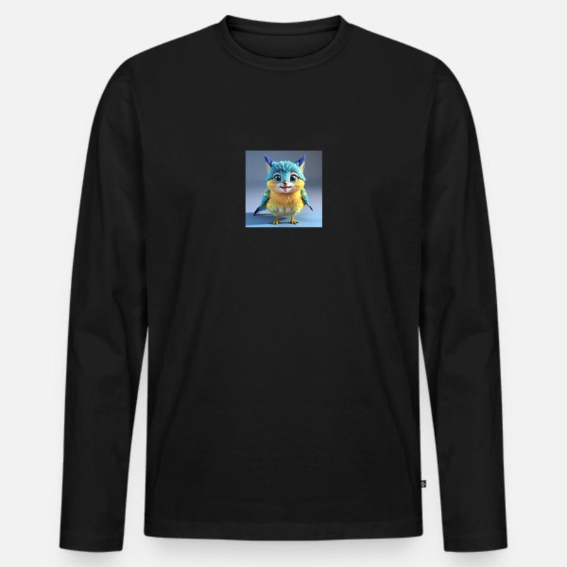 Niedlicher gelber Vogel - Männer Premium Bio Langarmshirt - Schwarz