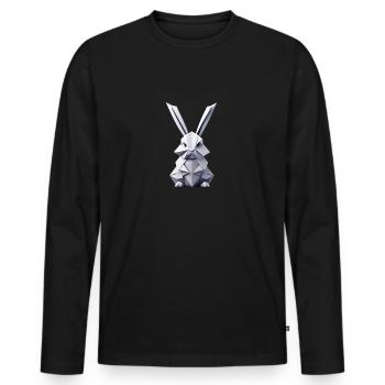 Lapin en origami - T-shirt manches longues Premium bio Homme - noir - Devant - Nico (187cm)