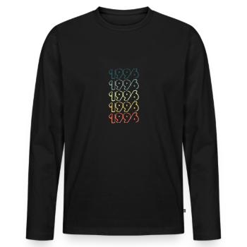1996 - Männer Premium Bio Langarmshirt - Schwarz - Vorne - Nico (187cm)
