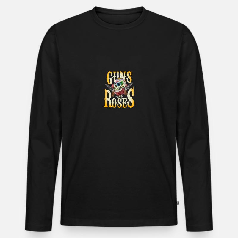 Guns and Roses - Männer Premium Bio Langarmshirt - Schwarz