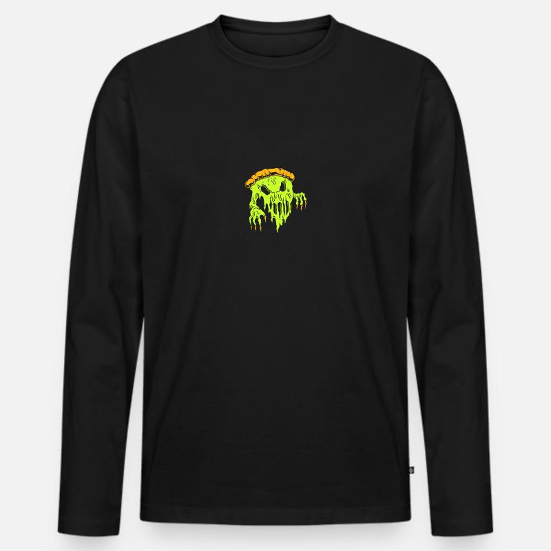 Horror Pizza - Männer Premium Bio Langarmshirt - Schwarz