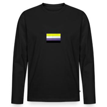 Nonbinary Pride Flag - Men's Premium Organic Long Sleeve Shirt - black - Front - Nico (187cm)