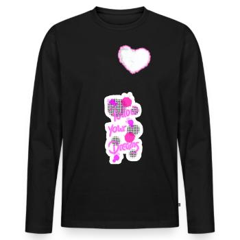 I love clothes / Follow yours dreams - Men's Premium Organic Long Sleeve Shirt - black - Front - Nico (187cm)