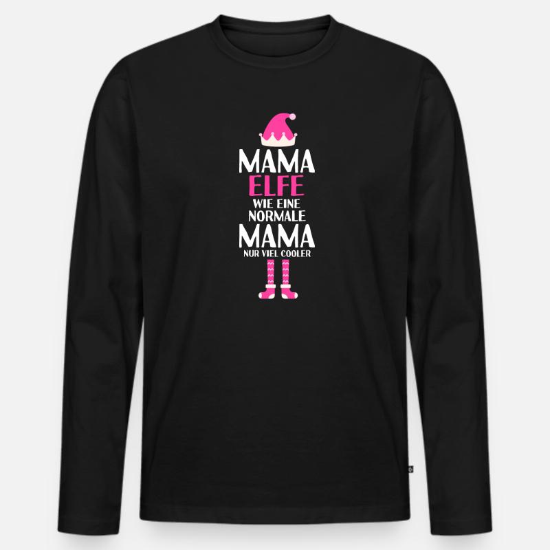 Mama Elfe Mama Elf Geschenk - Männer Premium Bio Langarmshirt - Schwarz