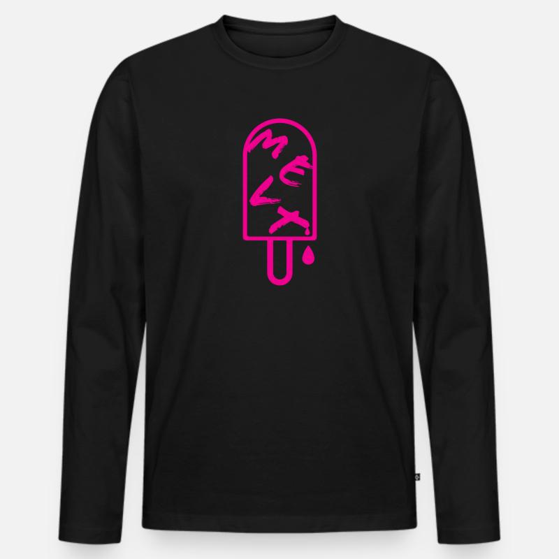 Eiscreme - Pink / schmilzt - Männer Premium Bio Langarmshirt - Schwarz