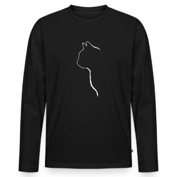 Silhouette de chat - T-shirt manches longues Premium bio Homme - noir - Devant - Nico (187cm)
