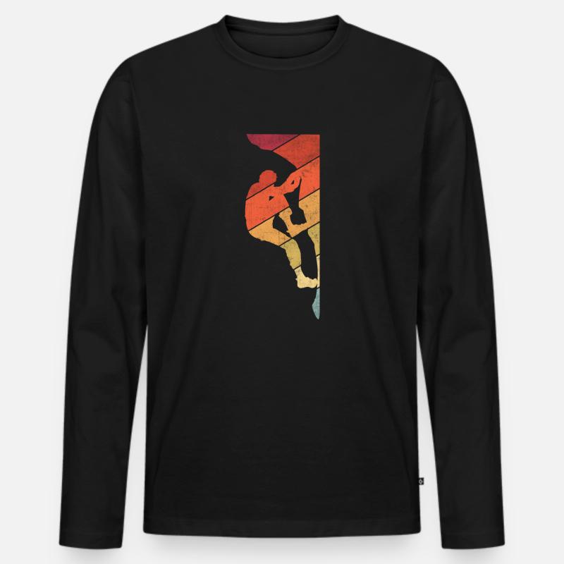 Bergsteiger Bouldern Boulder Klettern - Männer Premium Bio Langarmshirt - Schwarz