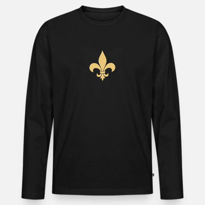 Fleur de lis - Männer Premium Bio Langarmshirt - Schwarz
