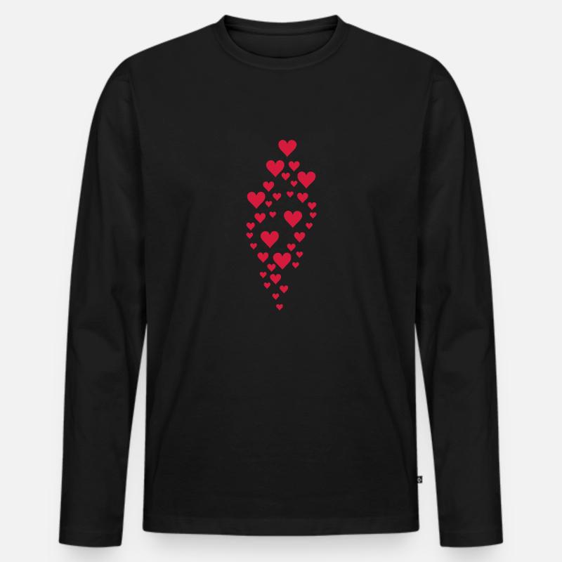 herzen - Männer Premium Bio Langarmshirt - Schwarz