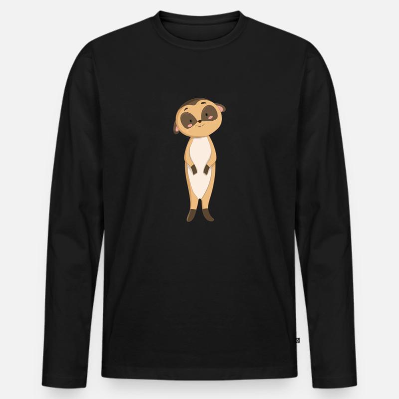 Surikater Erdmännchen - Männer Premium Bio Langarmshirt - Schwarz