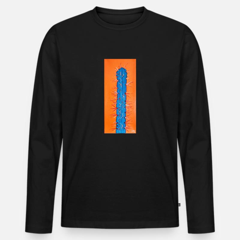 Kaktus Nummer 5 - Männer Premium Bio Langarmshirt - Schwarz