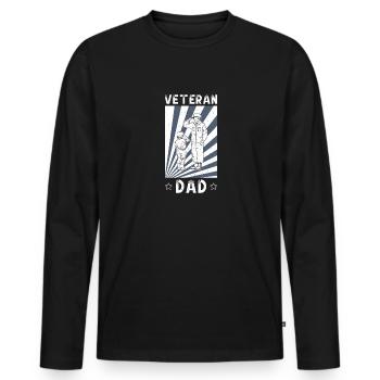 Veteran Dad Papa Vater Vatertag Militär Soldaten - Männer Premium Bio Langarmshirt - Schwarz - Vorne - Nico (187cm)