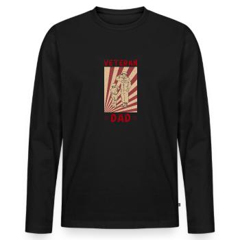 Veteran Dad Papa Vater Vatertag Militär Soldaten - Männer Premium Bio Langarmshirt - Schwarz - Vorne - Nico (187cm)