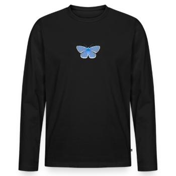 Schmetterlinge: Der gemeine Bläuling - Männer Premium Bio Langarmshirt - Schwarz - Vorne - Nico (187cm)