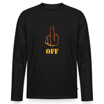 Fuck off - Männer Premium Bio Langarmshirt - Schwarz - Vorne - Nico (187cm)