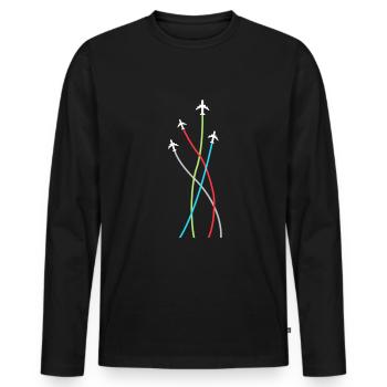 Pilote Fly Jet Avions Avions Geschen - T-shirt manches longues Premium bio Homme - noir - Devant - Nico (187cm)