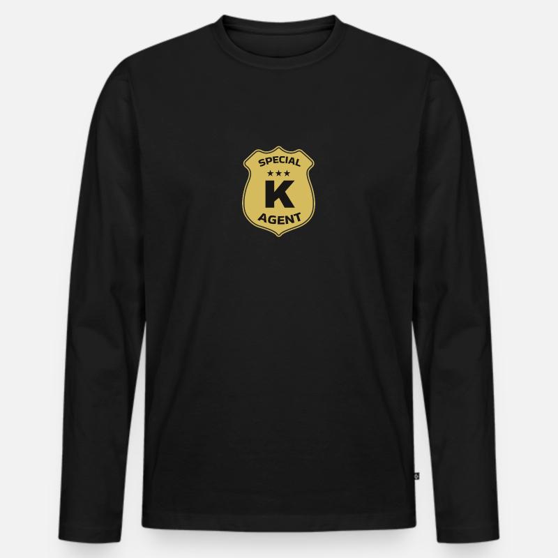 Special Agent K - Männer Premium Bio Langarmshirt - Schwarz