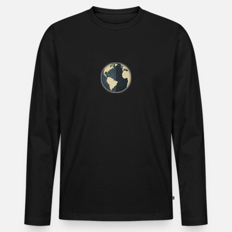 Weltkugel Erde - Männer Premium Bio Langarmshirt - Schwarz