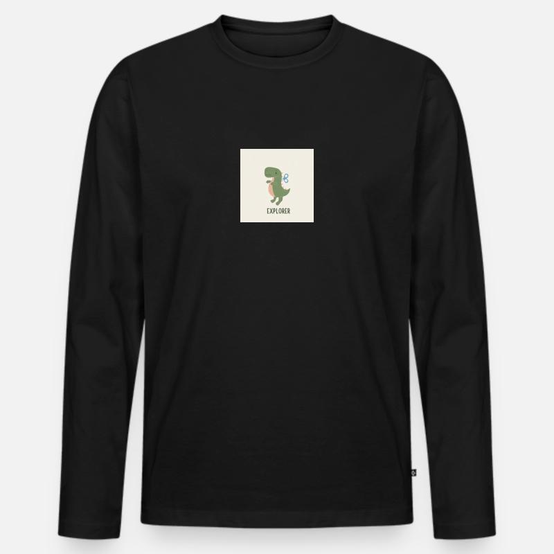 Little Explorer / Dinosaurier / Trex - Männer Premium Bio Langarmshirt - Schwarz