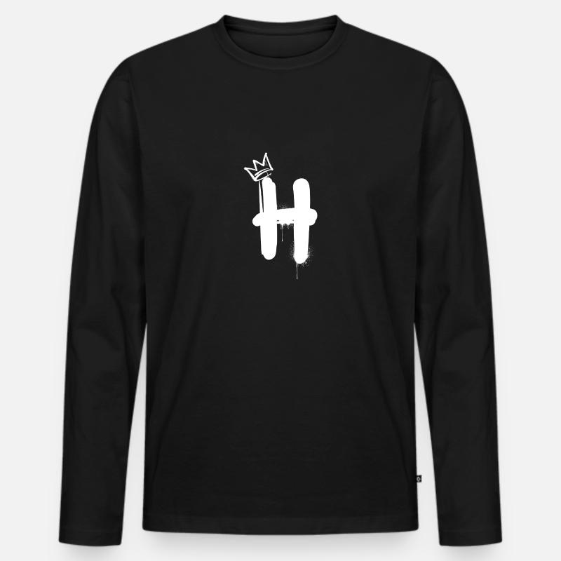 H - Männer Premium Bio Langarmshirt - Schwarz