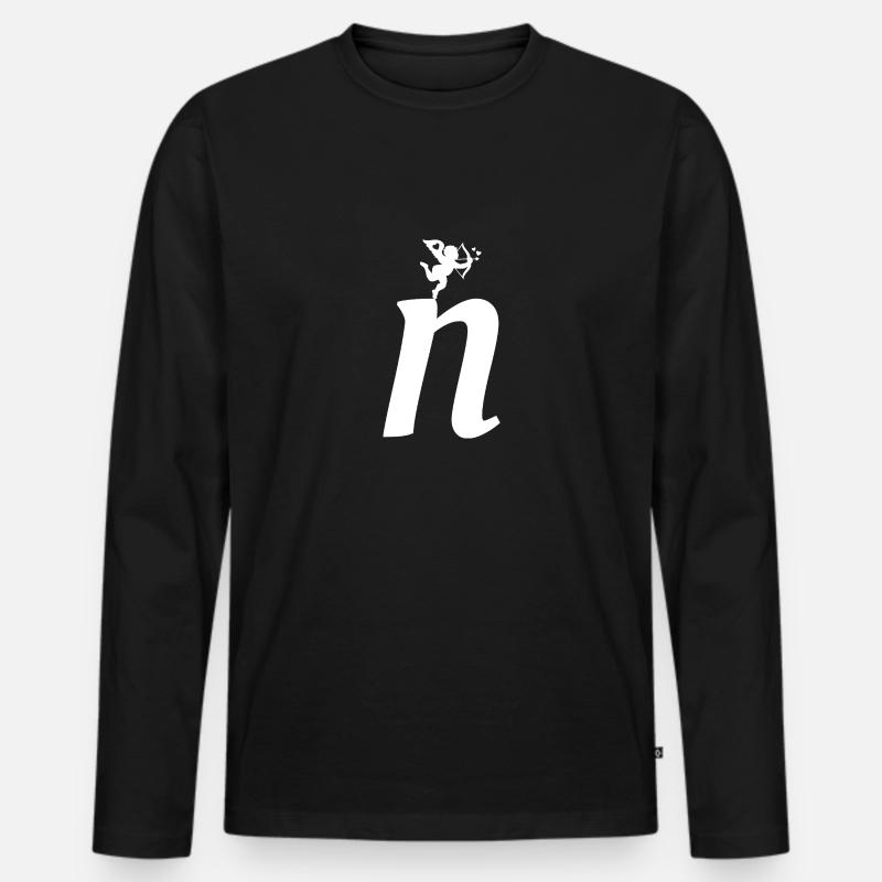 N - Männer Premium Bio Langarmshirt - Schwarz