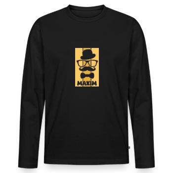 Vorname Maxim - Männer Premium Bio Langarmshirt - Schwarz - Vorne - Nico (187cm)