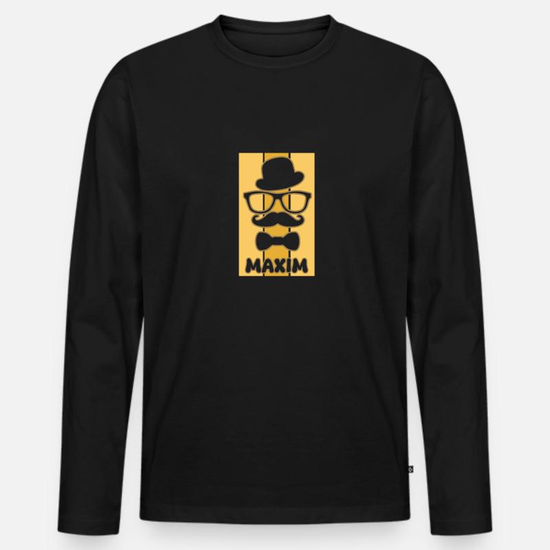 Vorname Maxim - Männer Premium Bio Langarmshirt - Schwarz