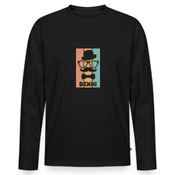 Prénom Benni - T-shirt manches longues Premium bio Homme - noir - Devant - Nico (187cm)