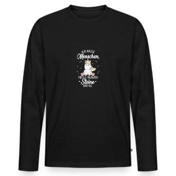Ich hasse Menschen...Steine sind OK Einhorn Lustig - Männer Premium Bio Langarmshirt - Schwarz - Vorne - Nico (187cm)