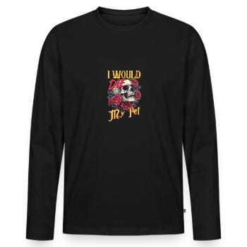 Je mourrais pour mes roses de crâne de compagnie - T-shirt manches longues Premium bio Homme - noir - Devant - Nico (187cm)