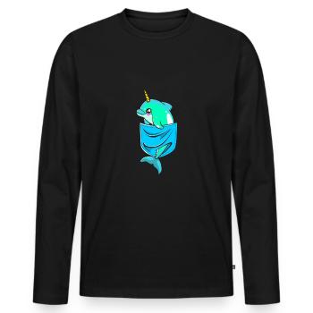 Narwal - Männer Premium Bio Langarmshirt - Schwarz - Vorne - Nico (187cm)