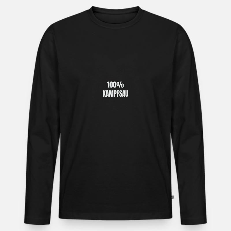 100% Kampfsau - Männer Premium Bio Langarmshirt - Schwarz
