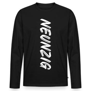 90 / Neunzig / 90. Geburtstag - Männer Premium Bio Langarmshirt - Schwarz - Vorne - Nico (187cm)