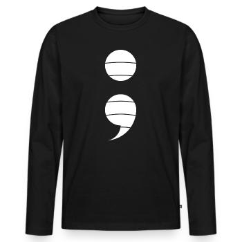 Point-virgule, point-virgule, point-virgule - T-shirt manches longues Premium bio Homme - noir - Devant - Nico (187cm)