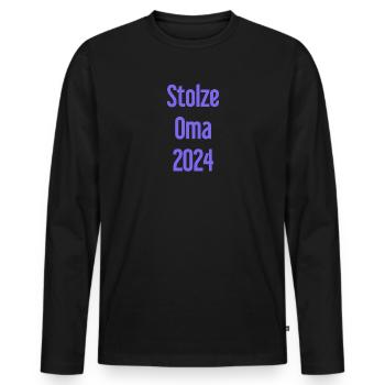 Stolze Oma 2024 – Perfekt für frischgebackene Omas - Männer Premium Bio Langarmshirt - Schwarz - Vorne - Nico (187cm)