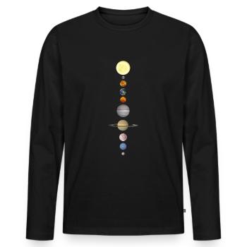 Solar system planets motif astronomy - Men's Premium Organic Long Sleeve Shirt - black - Front - Nico (187cm)