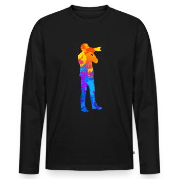 Photographe Photographie Hobby Photographe Silhouette - T-shirt manches longues Premium bio Homme - noir - Devant - Nico (187cm)