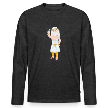 Zeus - T-shirt manches longues Premium bio Homme - anthracite chiné - Devant - Nico (187cm)