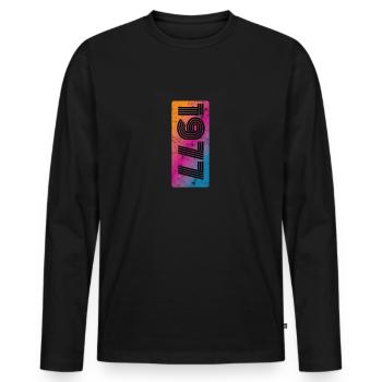 Millésime 1977 - T-shirt manches longues Premium bio Homme - noir - Devant - Nico (187cm)